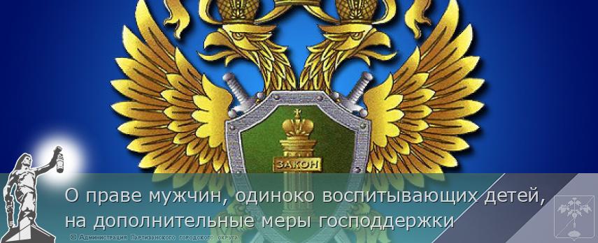 О праве мужчин, одиноко воспитывающих детей, на дополнительные меры господдержки | Администрация муниципального округа город Партизанск Приморского края Официальный сайт