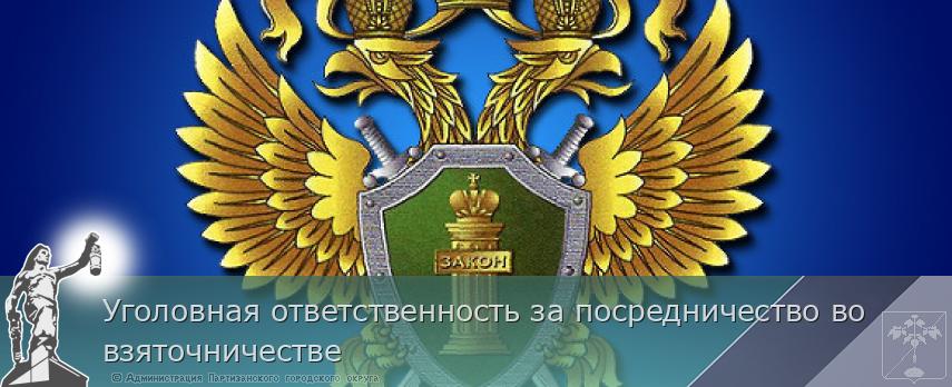 Уголовная ответственность за посредничество во взяточничестве | Администрация муниципального округа город Партизанск Приморского края Официальный сайт
